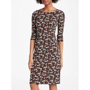 Boden Dress Tunic Stretch Rabbits Pattern US Size 10 Black Red Multicolour